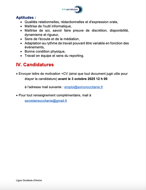 Recrutement d’un (une) technicien (ne) sportif régional (e)